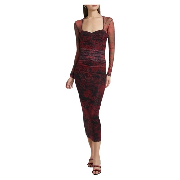 Amanda Uprichard Cade Printed Body-Con Midi-Dress - Picture 1 of 10